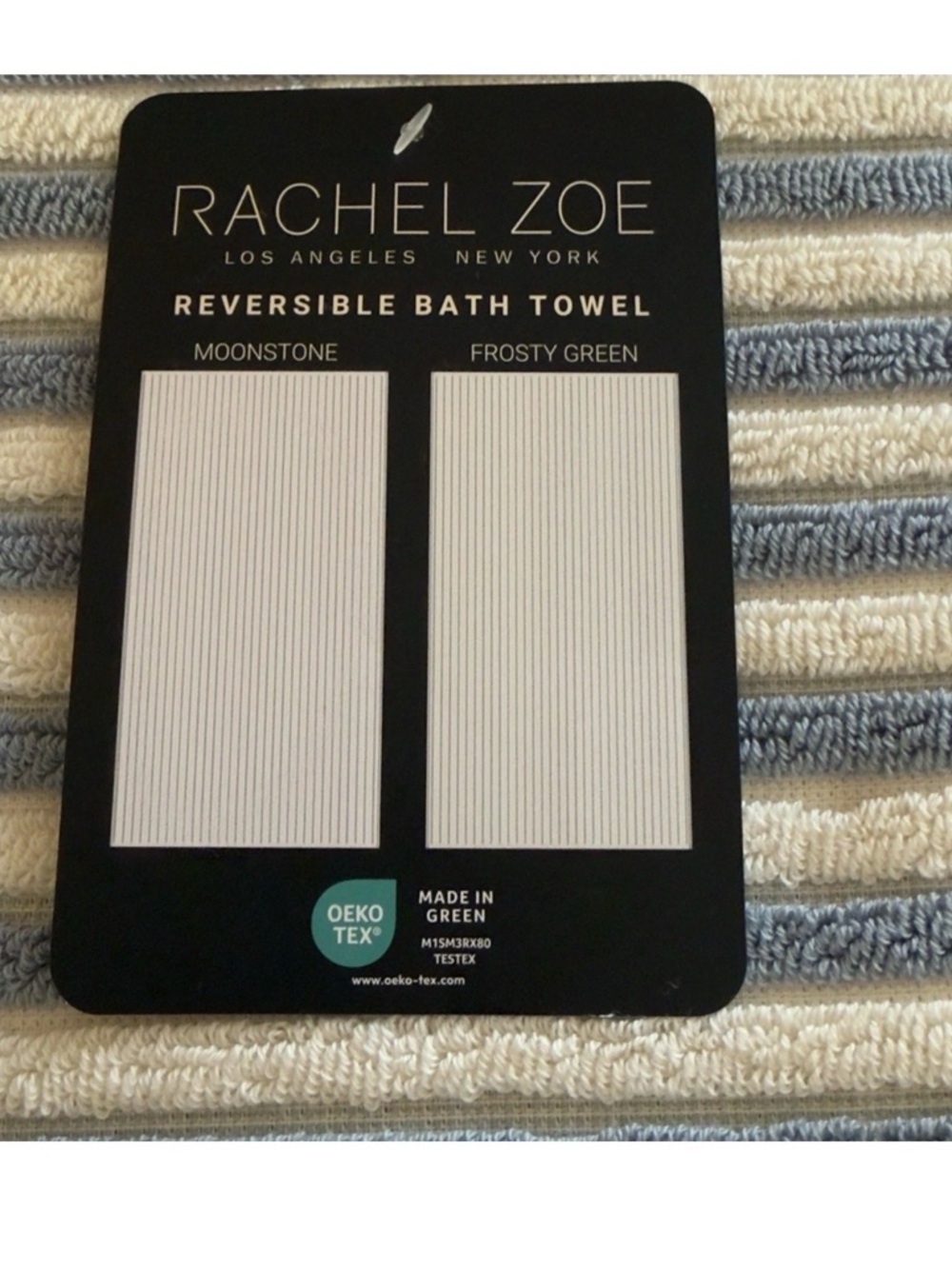Rachel Zoe 8 Pc Set Reversible Blue Green 2 Bath 2 Hand Towels 4 Washcloths NWT - Picture 7 of 7